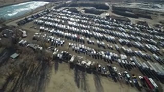 HIDDEN LAKE COLORADO-2016: Aerial View Of A Large Parking Lot With Many Vehicles