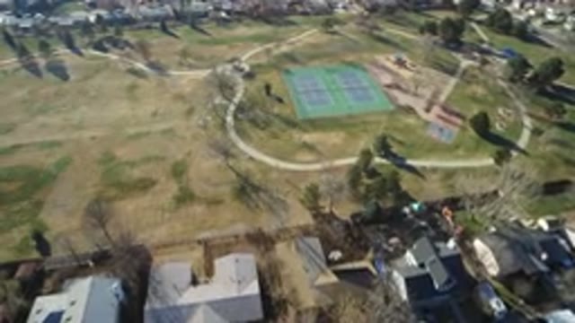 HIDDEN LAKE COLORADO-2016: Playing Ground Top View Drone View Greenery Buildings