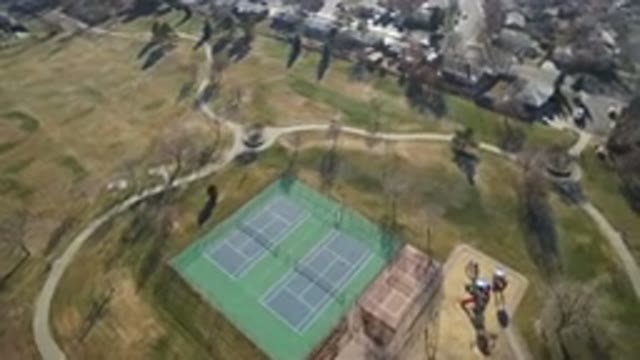 HIDDEN LAKE COLORADO-2016: Drone View Of Tennis Court