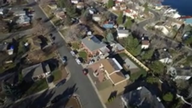 HIDDEN LAKE COLORADO-2016: Drone Footage Over Town Buildings Streets Traffic