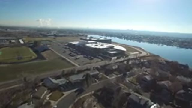 HIDDEN LAKE COLORADO-2016: Aerial Footage Of A Large Football Field With A Giant