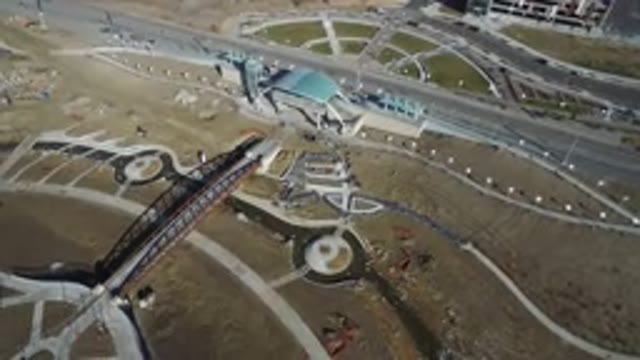 HIDDEN LAKE COLORADO-2016: Sky View Of An Amusement Park Entrance Surrounded By