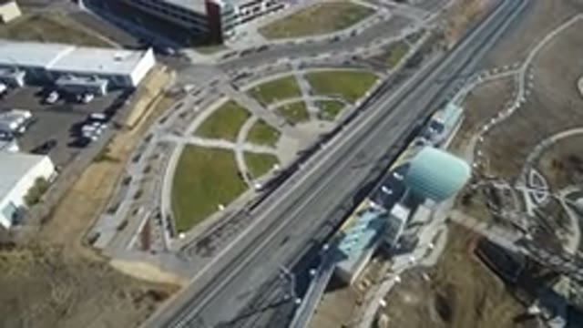 HIDDEN LAKE COLORADO-2016: Drone Footage Over Town Buildings Roads Parking Lots