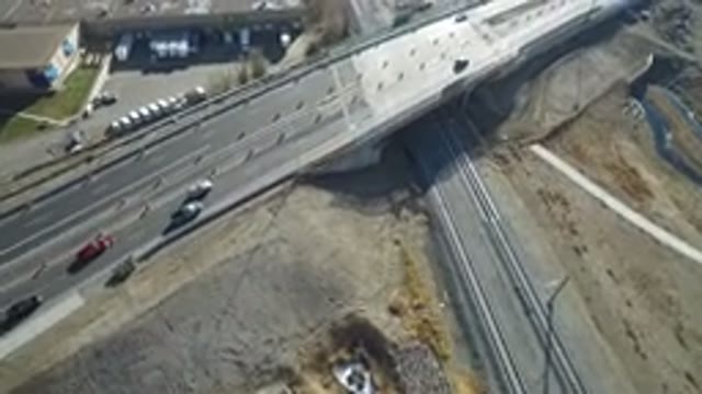 HIDDEN LAKE COLORADO-2016: Overhead Drone Footage Of Cars Driving On An Overpass