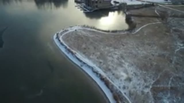 HIDDEN LAKE COLORADO-2016: Bird's Eye View Of Freon Lake In Winter With Snow On