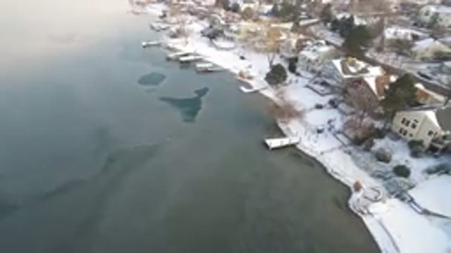 HIDDEN LAKE COLORADO-2016: Flying Above Frozen Lake With Snow On The Ground