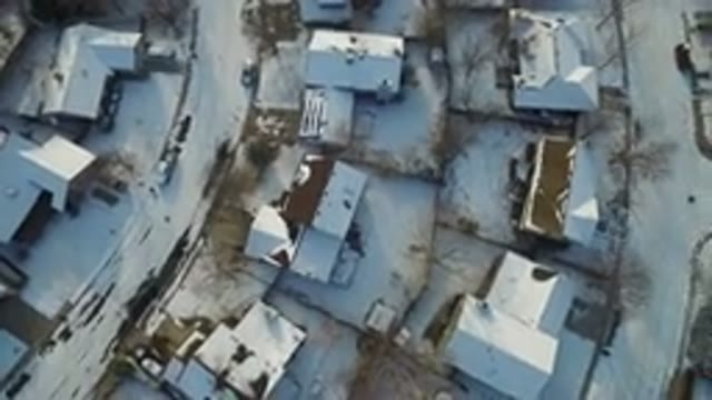 HIDDEN LAKE COLORADO-2016: Aerial View Of Houses During Winter Lots Of Snow On