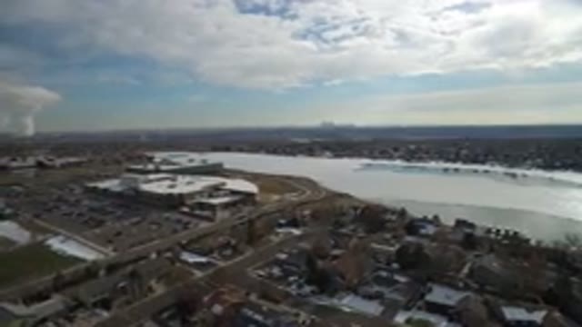 HIDDEN LAKE COLORADO-2016: A River With A Big Building Interlaced Streets Lots
