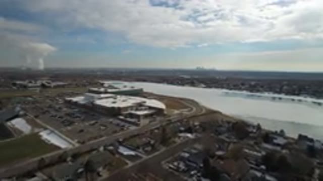HIDDEN LAKE COLORADO-2016: Large Town With A Stadium Near A Clear Blue Lake