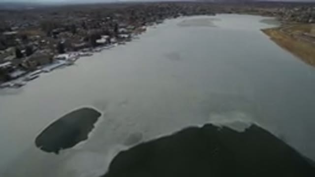 HIDDEN LAKE COLORADO-2016: Drone Footage Over Partially Frozen Lake Town