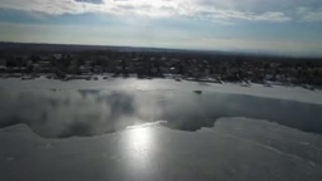 HIDDEN LAKE COLORADO-2016: Landscape Of A Neighborhood On An Ice Covered Lake