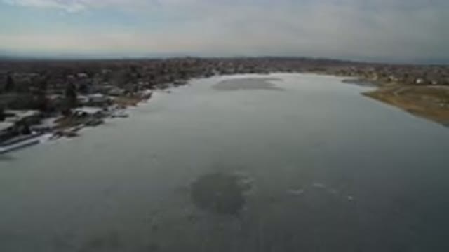 HIDDEN LAKE COLORADO-2016: Flying Image Of A Big River And Its Near Villages