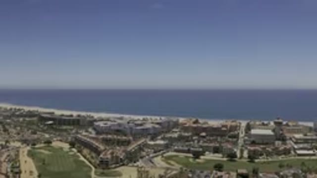 LOS CABOS MEXICO-2019: Overhead View Of Coastal Town With Golf Courses And Ocean