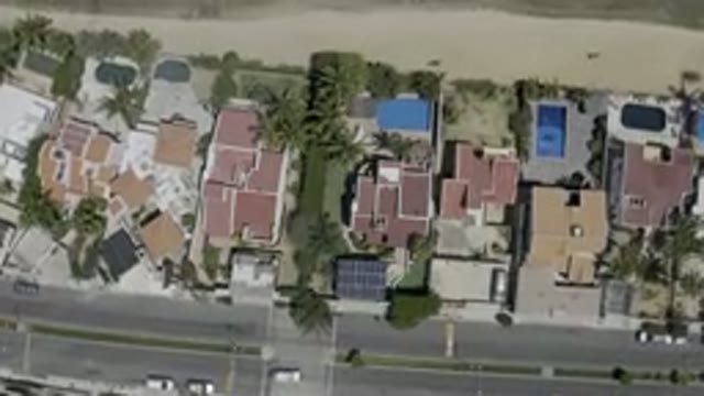 LOS CABOS MEXICO-2019: The Multi-Colored Roofs of the Houses From Above Look