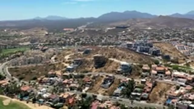 LOS CABOS MEXICO-2019: A Top View Of A Large Habitation With Houses Land Cars