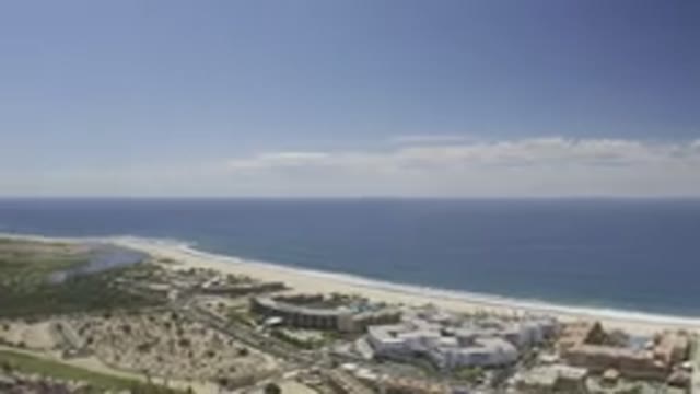 LOS CABOS MEXICO-2019: Quick View Of The Skyline Of A Large Beach Area That Has