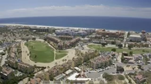LOS CABOS MEXICO-2019: Large Aerial Footage Of A Big City With Big Green Courses