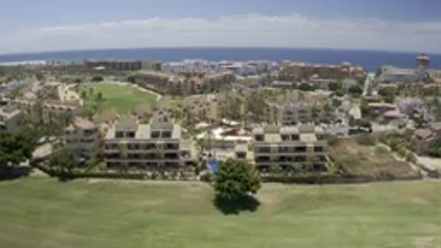 LOS CABOS MEXICO-2019: Top View of Colony Buildings and Trees with Clouds