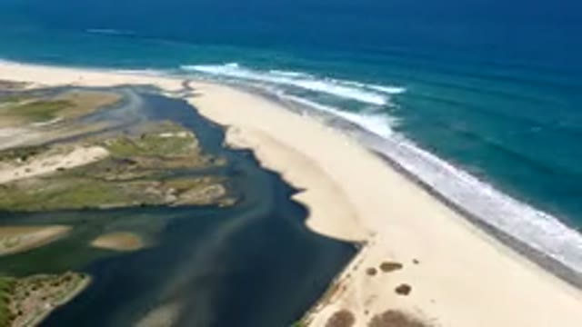 LOS CABOS MEXICO-2019: Time Lapse Aerial View Of Empty Virgin Beach And Lakes