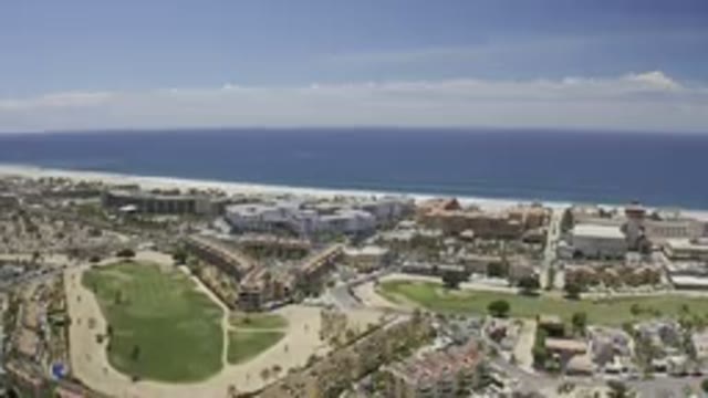 LOS CABOS MEXICO-2019: Bird's Eye View Of Golf Courses And Buildings Near Ocean