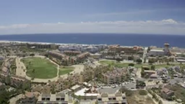 LOS CABOS MEXICO-2019: Aerial View Of Luxury Hotels Near The Ocean Water On A