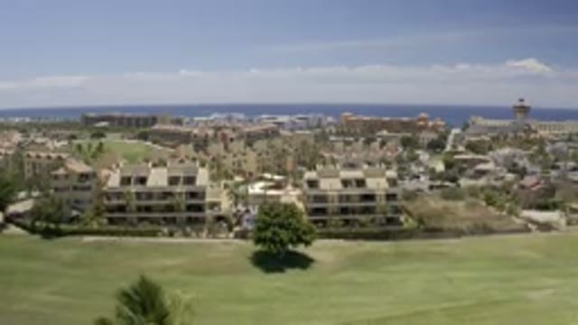 LOS CABOS MEXICO-2019: Drone Decreases Altitude Prepares To Land Near Palm Trees