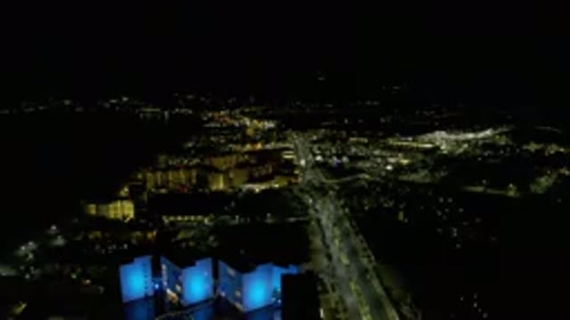 LOS CABOS MEXICO-2019: Overview Of A Large City At Night Showing Some Traffic