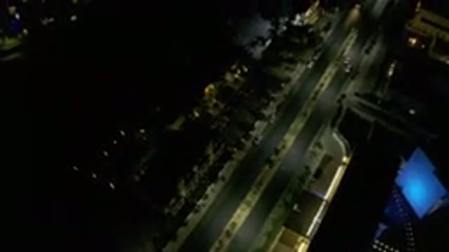 LOS CABOS MEXICO-2019: Night Mode City Drone View Dark Lights House Hotel Cars