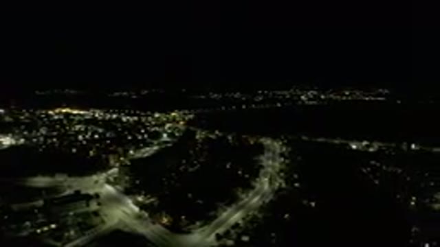 LOS CABOS MEXICO-2019: Night View Of Drone In A City With Street Lamp Lighting