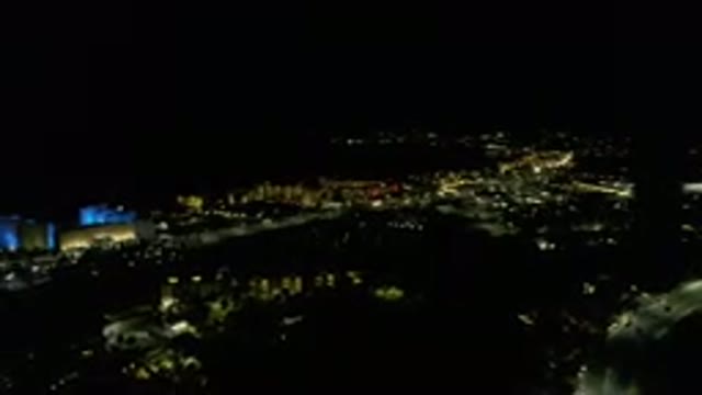 LOS CABOS MEXICO-2019: Aerial View From An Aircraft Passing Over A City At Night
