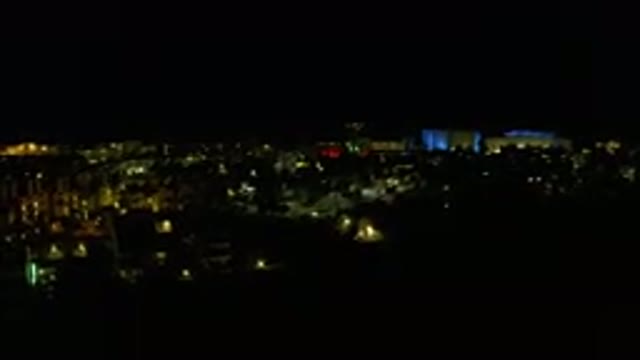 LOS CABOS MEXICO-2019: Slow Panning Shot Of A Quiet Town's Night Skyline With