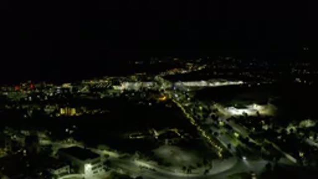 LOS CABOS MEXICO-2019: Night Aerial View Of A Large Urban Area With Many Cars