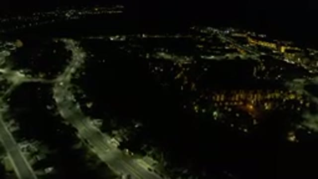 LOS CABOS MEXICO-2019: Aerial Shot Of Dark City With Bright Highways And