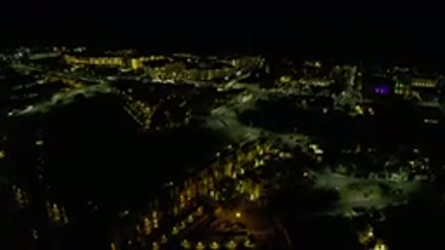 LOS CABOS MEXICO-2019: A Drone View Of Shimmering Lights Up From The Roads