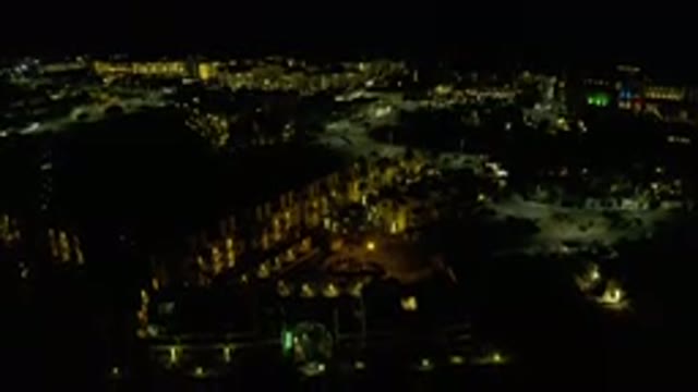 LOS CABOS MEXICO-2019: Night Mode Drone View Top View Dark Lights Island