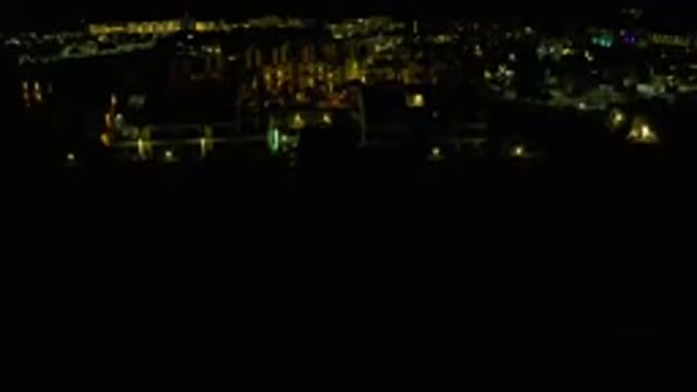 LOS CABOS MEXICO-2019: Descending Wide Shot Night Time Drone Footage Of