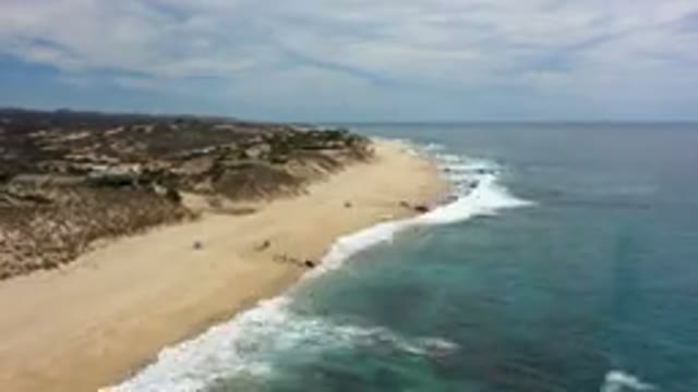 LOS CABOS MEXICO-2019: Drone Time Lapse Of The Tide Coming In On A Deserted Beach