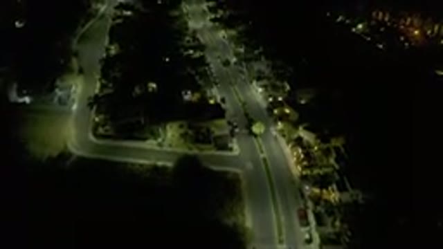 LOS CABOS MEXICO-2019: Aerial Footage Of A Dark Town At Night With Two Major