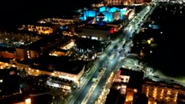 LOS CABOS MEXICO-2019: Sped Up Nightlights Of A Busy Town With Lots Of Lights