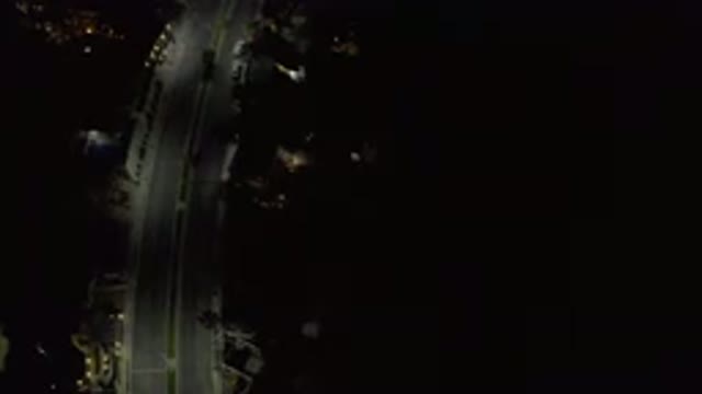 LOS CABOS MEXICO-2019: Aerial Night View Of Roads With Street Lights Quickly