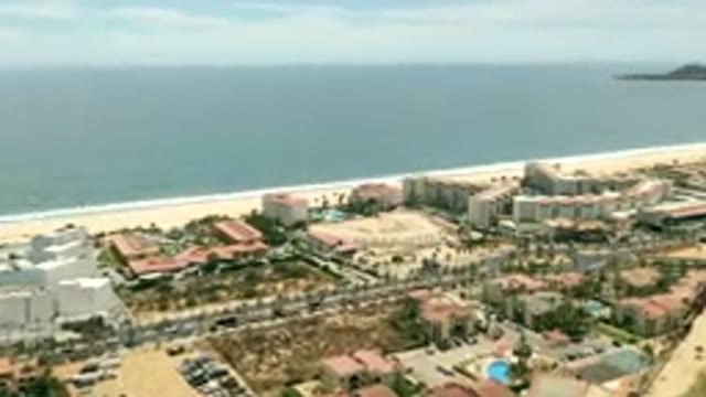 LOS CABOS MEXICO-2019: Camera Slowly Panning City Coastline Sea Sunny Weather