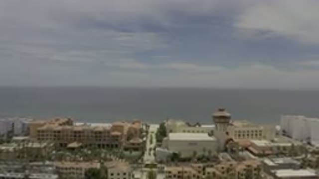 LOS CABOS MEXICO-2019: Top View Or Drone View Building Trees Mountain Cloud And