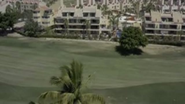 LOS CABOS MEXICO-2019: Aerial Footage Of A Large Green Patch Of Grass Right In