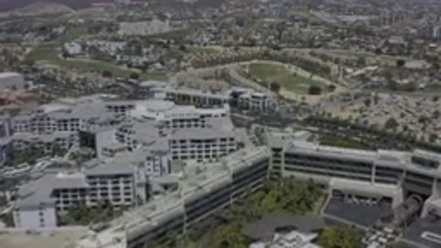 LOS CABOS MEXICO-2019: Aerial View Of Tower Blocks With A Track In The Distance