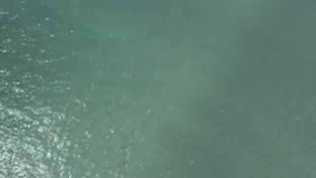 LOS CABOS MEXICO-2019: Moving Aerial View of Glistening Open Choppy Sea Green