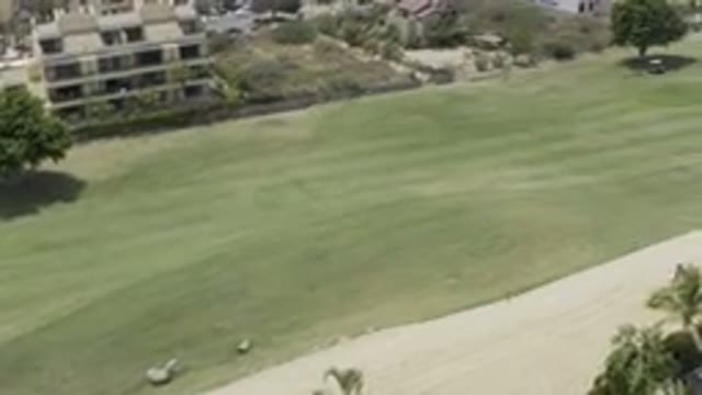 LOS CABOS MEXICO-2019: Drone Video Of A Large Field With Golf Carts Driving