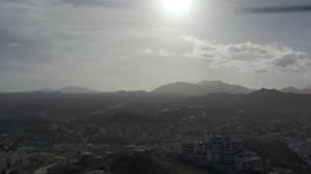 LOS CABOS MEXICO-2019: Drone Video Of Mountains Overseeing Large Cities With A