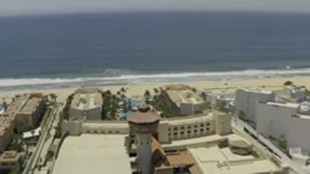LOS CABOS MEXICO-2019: Beach Side View From The Air That Shows Off Buildings And