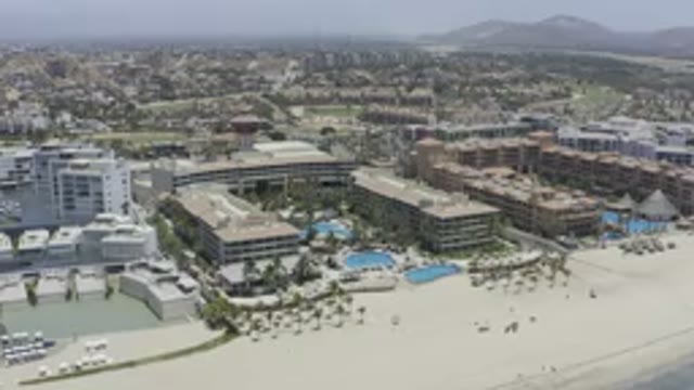 LOS CABOS MEXICO-2019: Large Aerial View of a Big Resort Near the Beach