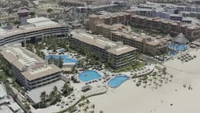 LOS CABOS MEXICO-2019: Hotel With Many Swimming Pools Green Areas And Trees